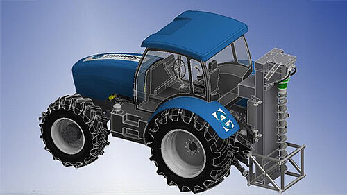 eisenberger Referenzprojekt Traktor mit Bohrgeraet Zeichnung