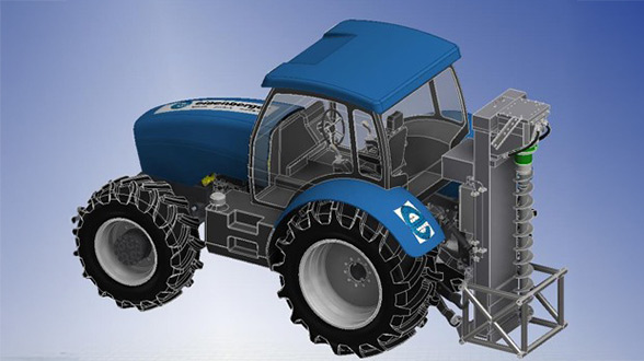 eisenberger Referenzprojekt Traktor mit Bohrgeraet Zeichnung